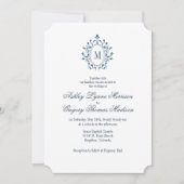 Teal Monogram Wedding Invitation Kaart (Voorkant)