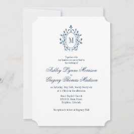 Teal Monogram Wedding Invitation Kaart