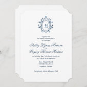 Teal Monogram Wedding Invitation Kaart (Voorkant / Achterkant)