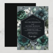 Teal Moody Bloom Wedding Kaart (Voorkant / Achterkant)