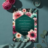 Teal Moody Floral Elegance Wedding Kaart