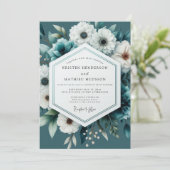 Teal Moody Winter Wedding Kaart (Staand voorkant)