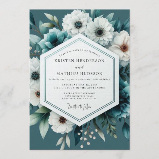 Teal Moody Winter Wedding Kaart (Voorkant)