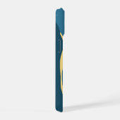 Teal & Mosterd Abstracte Omslag — Modern Minimalis iPhone 15 Case (Rechterkant)