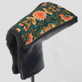 Teal Mozaïek Bloem Putterhoes Golfheadcover (3/4 voorkant)