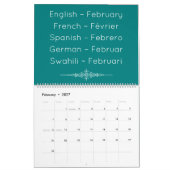 Teal Multilingual Calendar Kalender (Feb 2027)