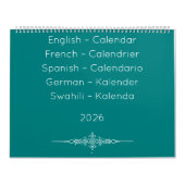 Teal Multilingual Calendar Kalender (Hoes)