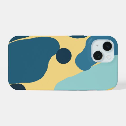 Teal & Mustard Abstract Cover — Modern Minimalist iPhone 15 Case (Achterkant horizontaal)