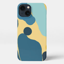 Teal & Mustard Abstract Cover — Modern Minimalist  iPhone 13 Hoesje