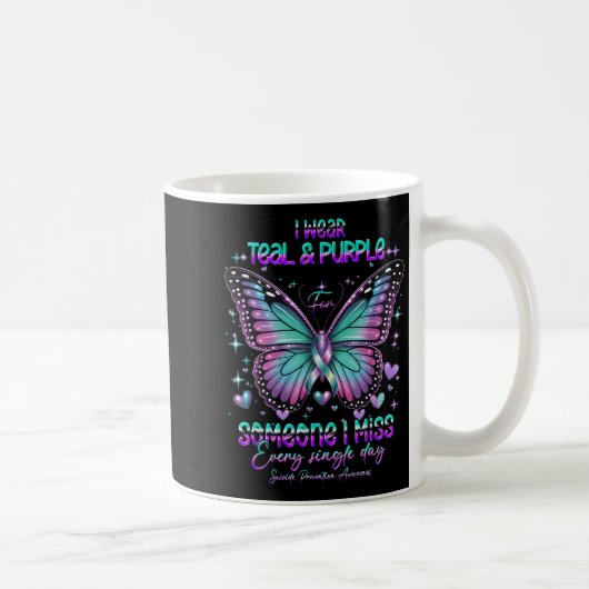 Teal N Purple Butterfly Suicide Prevention Awarene Koffiemok (Rechts)