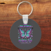 Teal N Purple Butterfly Suicide Prevention Awarene Sleutelhanger (Voorkant)