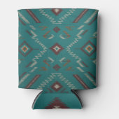 Teal Navajo Tribal Geometric Pattern Blikjeskoeler (Voorkant)
