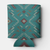 Teal Navajo Tribal Geometric Pattern Blikjeskoeler (Achterkant)