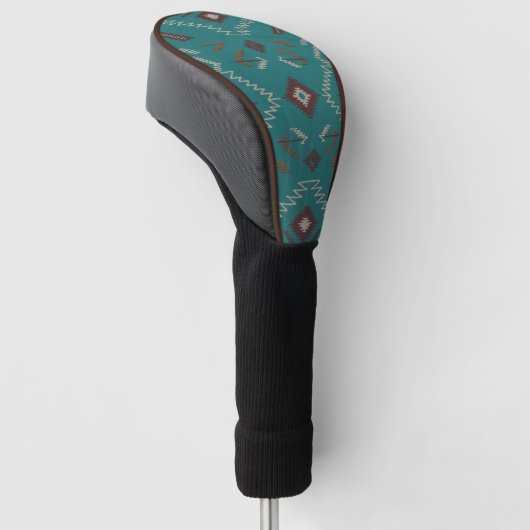Teal Navajo Tribal Geometric Pattern Golfheadcover (Schuin)