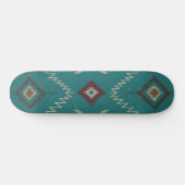 Teal Navajo Tribal Geometric Pattern Persoonlijk Skateboard (Horizontaal)