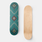 Teal Navajo Tribal Geometric Pattern Persoonlijk Skateboard (Voorkant)