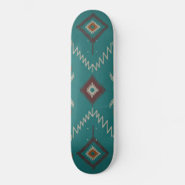 Teal Navajo Tribal Geometric Pattern Persoonlijk Skateboard