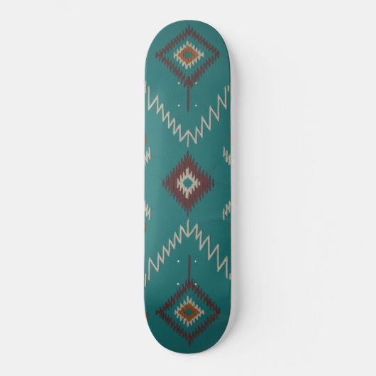 Teal Navajo Tribal Geometric Pattern Persoonlijk Skateboard (Voorkant)