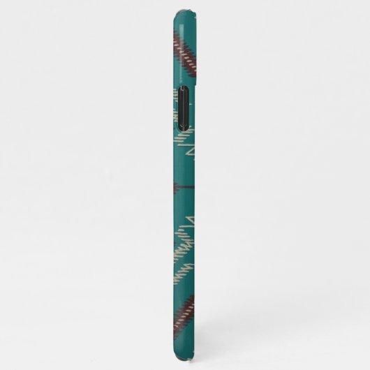 Teal Navajo Tribal Geometric Pattern Phone Case iPhone Hoesje (Rechterkant)
