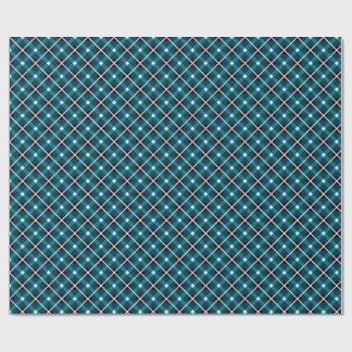 Teal & Navy Geometric Grid Pattern Cadeaupapier