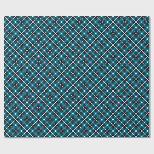 Teal & Navy Geometric Grid Pattern Cadeaupapier (Vlak)