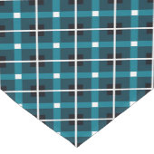 Teal & Navy Geometric Grid Pattern Korte Tafelloper (Hoek)