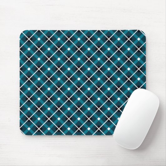 Teal & Navy Geometric Grid Pattern Muismat (Met muis)