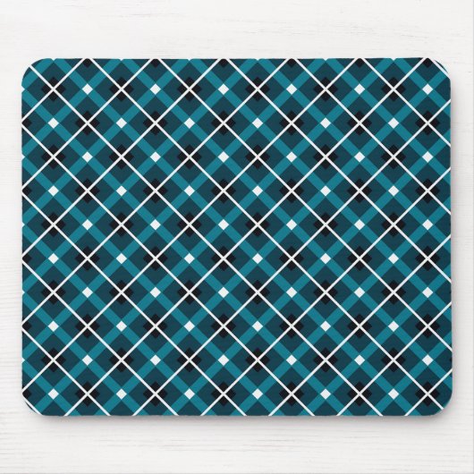 Teal & Navy Geometric Grid Pattern Muismat (Voorkant)