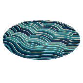 Teal Navy Geometrisch Golfpatroon Herhalend Snijplank (Hoek)