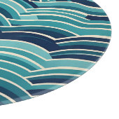 Teal Navy Geometrisch Golfpatroon Herhalend Snijplank (Hoek)