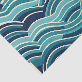 Teal Navy Geometrisch Golfpatroon Herhalend Tissuepapier (Detail)