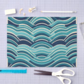 Teal Navy Geometrisch Golfpatroon Herhalend Tissuepapier (Craft)