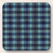 Teal & Navy Tartan Plaid Pattern Plastic Coasters  Bier Onderzetter (Voorkant)