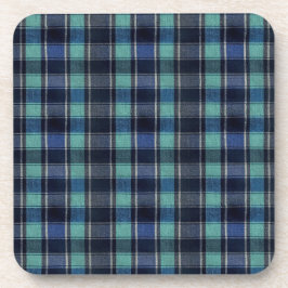 Teal & Navy Tartan Plaid Pattern Plastic Coasters  Bier Onderzetter