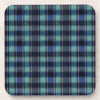 Teal & Navy Tartan Plaid Pattern Plastic Coasters  Bier Onderzetter