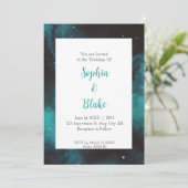 Teal Nebula Starlight Bruiloft Kaart (Staand voorkant)