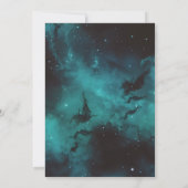 Teal Nebula Starlight Bruiloft Kaart (Achterkant)