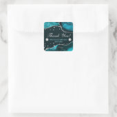 Teal & Nep Silver Glitter Agate Verjaardag Vierkante Sticker (Tas)