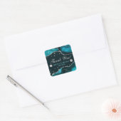 Teal & Nep Silver Glitter Agate Verjaardag Vierkante Sticker (Envelop)