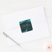 Teal & Nepgoud Glitter Agate Sweet 16 Vierkante Sticker (Envelop)