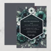 Teal Noir Anemone Wedding Kaart (Voorkant / Achterkant)
