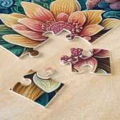 Teal Oceaangolf Met Schildpad Legpuzzel (Zijkant)