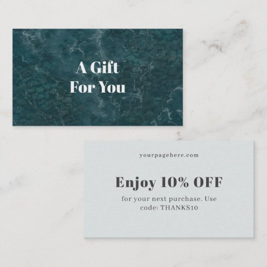 Teal ocean, modern kortingskaartje (Voorkant / Achterkant)