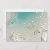 Teal Ocean Tide & Gold Ethereal Shoreline Wedding Kaart (Achterkant)