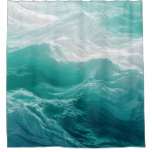 Teal Ocean Waves Abstract Dream Douchegordijn (Voorkant)
