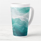 Teal Ocean Waves Abstract Dream  Latte Mok (Rechterhoek)