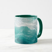 Teal Ocean Waves Abstract Dream  Mok (Voorkant rechts)