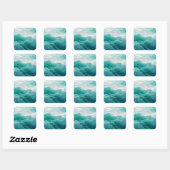 Teal Ocean Waves Abstract Dream  Vierkante Sticker (Vel)