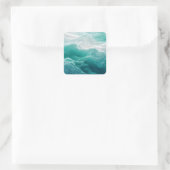 Teal Ocean Waves Abstract Dream  Vierkante Sticker (Tas)
