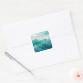Teal Ocean Waves Abstract Dream  Vierkante Sticker (Envelop)